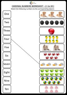 a worksheet with numbers and pictures to help kids learn how to use them