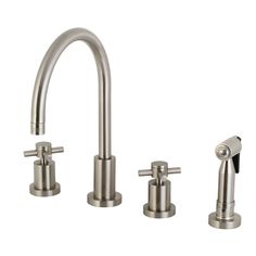 the faucet is shown with two handles and three different types of faucets