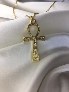 Gold plated Ankh Necklace with Symbols- Egyptian Myth- Gift for her - Birthday gift  Does not tarnish! Ahnk Symbol Necklace, Eygptain Jewelry, Gold Ankh Necklace, Egyptian Jewelry Modern, Ankh Jewelry, Afro Jewelry, Egyptian Pendant, Ancient Egyptian Jewelry, Dope Jewelry Accessories