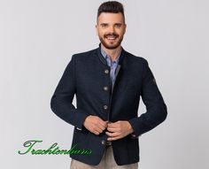 This men's traditional jacket is more than just a piece of clothing - it embodies a rich tradition and culture that is deeply anchored in the hearts of the Alpine regions. This jacket is an essential part of traditional costume fashion and is characterized by its timeless elegance and quality. Material: 55% polyester, 27% wool, 18% cotton Accessories: Blouse not included Dark blue Fit: Fits true to size Care: do not wash, do not bleach, do not tumble dry, iron one point, gentle clean P Closure: Cotton Accessories, Classic Leather Jacket, Traditional Jacket, Costume Fashion, Blue Fits, Traditional Costume, Traditional Fashion, Leather Trousers, Every Man