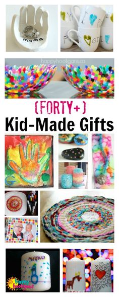 the collage shows many different items for kids to make