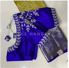 Blue With Green Blouse Designs, Green And Blue Blouse Designs, Royal Blue Colour Blouse Designs, Simple Computer Work Blouse Designs For Pattu, Blue Blouse Work Designs, Simple Maggam Blouse Designs, Maggam Work Simple Designs, Blue Blouse Maggam Work, Royal Blue Blouse Designs