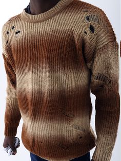 Rust Sweater, Urban Clothing, Distressed Sweaters, Sweater Brown, Cargo Joggers, Brown Sweater, The Urban, Ankle Pants, Bold Fashion