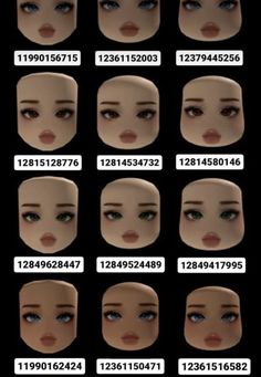 many different types of eyes are shown in this screenshote image, with the numbers and