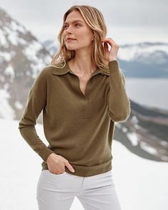 Essential Cashmere Polo Sweater Winter Cashmere Collared Top, Casual Fall Polo Sweater With Fold Down Collar, Casual Winter Polo Sweater With Fold Down Collar, Casual Polo Sweater With Fold Down Collar For Winter, Casual Cashmere Sweater With Seamless Collar, Casual Cashmere Polo Sweater With Seamless Collar, Casual Winter Polo Sweater With Collar, Casual Polo Sweater With Collar For Winter, Knit Sweater With Polo Collar For Winter