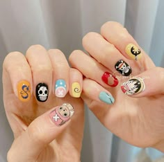 One Piece Nails, Cheap Kawaii Clothes, Nail Halloween, Classy Nail Art Ideas, Anime Nail, Halloween Nail Art Ideas, Disney Acrylic Nails, Quick Nail Art, Fashion Cottagecore