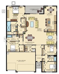 the floor plan for a house with two bedroom and an attached living room, dining area