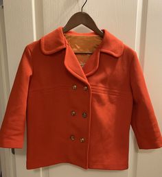 Lite weight vintage jacket By Georgia Griffin  Measurements  Bust 40.5 Waist 38 Length 21 Sleeves length 16 In excellent vintage condition Color tangerine orange double breasted with six buttons Tangerine Orange, Womens Blazers, Fashion Vintage, Mode Vintage, Vintage Jacket, Blazer Suit, Double Breasted, Georgia, Art Collection