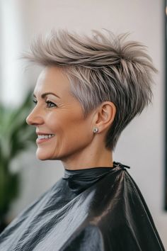 35 Stylish Short Hairstyles for Older Women You’ll Want to Try in 2024 – CreativeBooster Edgy Short Hair For Women Over 50, Short Grey Hair Over 60, Ash Blonde Pixie, Tapered Haircut For Women, Longer Layers, Short Hairstyles For Older Women, Short Haircuts For Older Women, Haircut For Women, Haircuts For Older Women