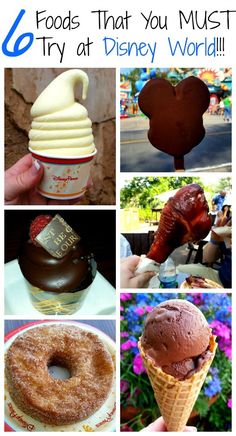 the top ten foods that you must try at disney world, including donuts and ice cream