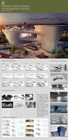 an architectural brochure showing the design and construction process for a futuristic building,