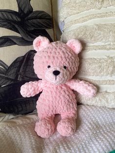 Handmade Crochet Teddy Bear Plushie 🧸🎀 (handmade by me!) Colour: Pink Plushie Yarn 🎀 *Custom colours available, however an extra fee may apply* Size: 31cm/12 inches in Height  ~8mm Black Safety Eyes~ *This plushie is made to order* **Please keep in mind I order my plushie yarn online so message me before buying as the processing time may be longer as I may need to order more yarn** Feel free to message me regarding any questions you have🤍 *Cold/Warm Handwash Only* Pink Crochet Plushies, Pink Plushie, Teddy Bear Crochet, Bear Plushie, Crochet Plushies, Handmade Plushies, Pink Bear, Pink Teddy Bear, Crochet Teddy Bear