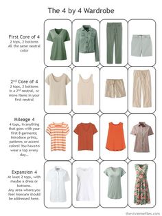 8. 4 by 4 Wardrobe in Hedge Green, Beige, shades of Rust, and white The 4 By 4 Wardrobe, 4 X 4 Wardrobe, Blue Green Capsule Wardrobe, Summer Capsule Wardrobe 2023 Over 40, Carribean Vacation Capsule Wardrobe, 4x4 Wardrobe Capsule, 54321 Capsule Wardrobe, Travel Capsule Wardrobe Blue, The Vivienne Files 2023