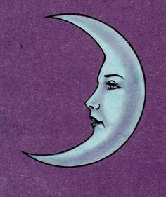 a postage stamp with the face of a woman's head and crescent moon on it