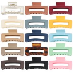 PRICES MAY VARY. Color: The package includes 15 hair clips, White, Matte Black, Amber, Red, Blue, Green, Coffee Orange, Pink, Transparent, Grey, Haze blue, Dark Brown and Beige, 15 colors match different fashion outfits. Size：The clip is 4.1 inches long, and it has an opening size of 3 inches, which can hold your hair tightly. Design: The matte finish is made of premium matte rubber coating, and the crossed shark teeth can hold your hair firnly. Durable: The claws are made of durable plastic and Big Hair Clips, Titanium Flat Iron, Laser Engraved Leather, Banana Clip, Hair Claw Clips, Claw Clips, Painting Leather, Diy Hair Accessories, Hair Claws & Clips