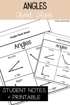 an angle worksheet with the text angles and lines on it in black and white