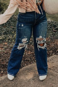 Blue High Waist Distressed Plus Size Jeans Plus Size Jeans, High Waist, High Waisted, Plus Size, Blue