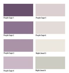 the different shades of purple and white are shown in this color chart, which is also available