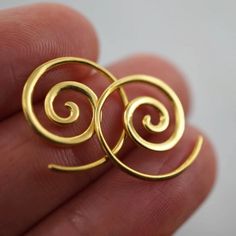 Tiny Gold Spiral Earrings - Sleeper Hoop Earrings - 14K Gold-plated (g236) Spiral Of Life, Statement Piece Jewelry, Sleeper Earrings, Spiral Earrings, Eco Friendly Jewelry, Sterling Silver Hoops, Nature Jewelry, Polish Jewelry, Silver Hoops