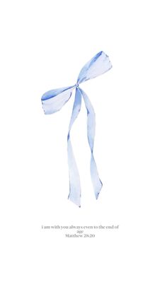 a blue ribbon tied to the side of a white wall