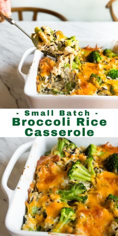 broccoli rice casserole in a white dish