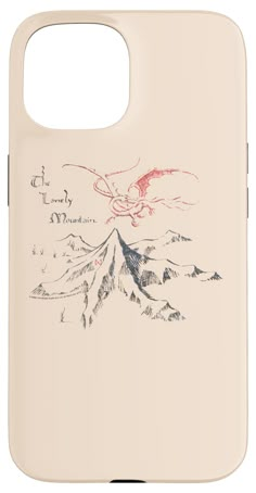 a phone case with an image of a bird flying over mountains