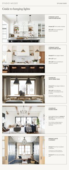 the interior design guide is shown in three different sections