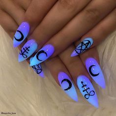 Halloween Acrylic Nails, Stiletto Nail Art, Edgy Nails, Glow Nails, Nail Swag