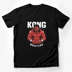 Wrestling Kong Graphic T-Shirt, Bold Red Wrestler Design, Athletic Sportswear, Casual Wear for Men and Women Male T-Shirt Black Superhero Top With Letter Print, Superhero Style Black Top With Letter Print, Superhero Short Sleeve T-shirt With Letter Print, Superhero Black Top With Letter Print, Red Superhero T-shirt With Short Sleeves, Red Superhero T-shirt With Character Print, Red Superhero Short Sleeve T-shirt, Superhero Crew Neck Pre-shrunk T-shirt, Superhero Character Print Red T-shirt