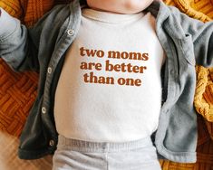 Two Moms Onesie® Lesbian Moms Gift, Two Moms Are Better Than One, Lesbian Parents, Gay Mother's Day, Pride Kids Tee, LGBTQ LGBT Onesie® - Etsy Girls Valentine Shirt, Kids Valentines Shirts, Two Moms, Nana T Shirts, Toddler Valentines, Family Tees, Valentine T Shirts, Cotton Bodysuit, Matching Tees