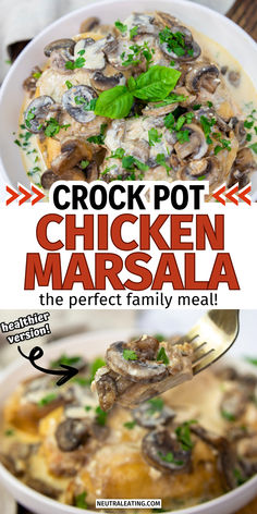 The Best Crockpot Chicken Marsala Recipe! Gluten Free Chicken Breast Meal. Chicken Marsala Crockpot, The Best Chicken Marsala, Best Chicken Marsala, Slow Cooker Chicken Marsala, Creamy Crockpot Chicken, Chicken Crockpot Recipes Healthy, Crockpot Chicken Healthy, Marsala Recipe