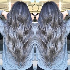 Ashy Silver Hair, Lilac Grey Hair, Silver Purple Hair, Grey Blending, Hair Stayl, Wedding Hair Colors, Grey Blonde Hair, Ash Blonde Hair Colour