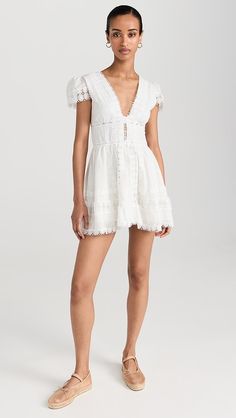 Peixoto Piper Dress | Shopbop Cotton V-neck Mini Dress With Lace Trim, Daywear Mini Dress With Scalloped Lace, Chic Mini Dress With Lace Trim And Short Sleeves, Cotton V-neck Dress With Lace Patchwork, Lace V-neck Dress With Lace Collar, V-neck Dress With Lace Collar, V-neck Lace Dress With Lace Collar, Lace Mini Dress With Crochet Trim And V-neck, Fitted Mini Dress With Lace Collar And Short Sleeve