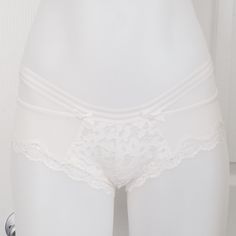 Victoria's Secret Very Sexy Lace Cheeky Panties. Size S! White Hot!! Super Sexy! Gorgeous Hip Strap Detailing!! Brand New! Great For Brides! Pa Victoria's Secret White Lace Trim Bottoms, Victoria's Secret White Short Sleepwear, Victoria's Secret White Lace Sleepwear, Cheap White V-neck Intimates, White Delicate Lace Briefs, Victoria's Secret Lace Trim Briefs, White Hot, Women's Intimates, Black Lace