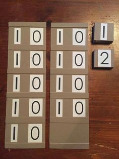 the numbers are laid out on the table to be cut into squares and put in place