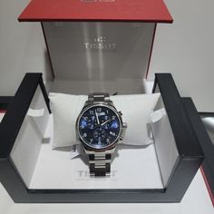 Sale! Tissot Chronograph Blue Dial Watch Thanks For Viewing Our Listing! We Always Ship Your Order Securely In A Box With Padding 100% Authentic Brand New With Tags Case Diameter: 45mm Case Thickness: 11.02mm Sub-Dials: 1/10th Of A Second, 60 Second And 30 Minute Functions: Date, Hour, Minute, Second And Chronograph Water Resistant: 100 Meters - 330 Feet Elegant Blue Chronograph Watch For Business, Formal Blue Chronograph Watch With Metal Dial, Luxury Blue Chronograph Watch With Round Dial, Blue Chronograph Analog Watch For Formal Occasions, Modern Blue Chronograph Watch, Formal Blue Watch With Metal Dial, Blue Analog Chronograph Watch For Formal Occasions, Formal Blue Analog Chronograph Watch, Elegant Blue Chronograph Watch Accessories