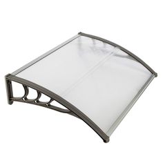 a white awning on top of a metal frame