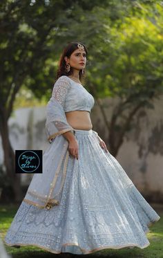 Baby blue bridsmaid lehenga choli set chaniya choli lakhnawi | Etsy Lakhnavi Chaniya Choli, Lakhnavi Lehenga Choli, Baby Blue Lehenga, Kurta Ideas, English Wedding Dresses, Chaniya Choli Designs, Butterfly Gif, Confirmation Dresses, Chikankari Lehenga