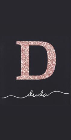 the letter d is made up of pink glitter and white thread on a black background