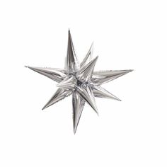 a silver star ornament on a white background