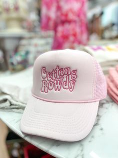 Light Pink Trucker Hat Hot Pink Stitching Mesh Back Adjustable Snap Back Trucker Hat Summer Outfit, Women’s Baseball Hat, Spring Brimmed Hat With Letter Print, Embroidered Trucker Hats, Bling Bachelorette Party, Retro Western Aesthetic, Trucker Hats For Women, Trendy Trucker Hats, Pretty Sweatshirts