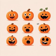 pumpkins with different facial expressions and mouths