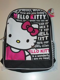 the hello kitty backpack is pink and black