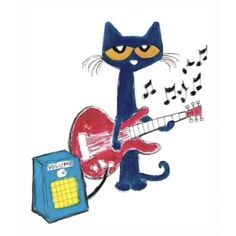 a drawing of a cat playing the guitar