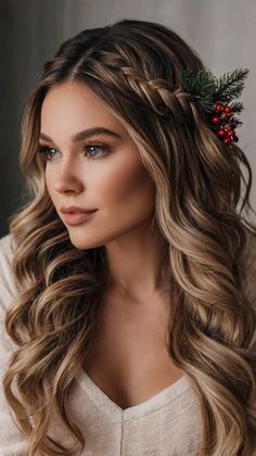 Holiday Hair Color, Festive Hair, Vintage Updo, Holiday Hair Accessories, Temporary Hair Dye, Hair Maintenance Tips, Bouncy Hair, Holiday Hair, Easy Morning