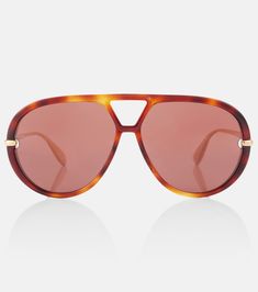 Drop aviator sunglasses in brown - Bottega Veneta | Mytheresa Brown Tinted Glass Aviator Sunglasses, Luxury Vintage Brown Aviator Sunglasses, Brown Anti-reflective Aviator Sunglasses For Summer, Bottega Veneta Aviator Sunglasses, Brown Aviator Sunglasses With Anti-reflective Coating, Luxury Michael Kors Tinted Sunglasses, Aviator Sunglasses, Tortoise Shell, Color Names