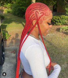 Red Braids, Hair Acessories, Braid Inspiration, Hair Things, Feed In Braid