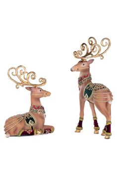 Shop For Christmas Castle Deer Assortment of 2 28-428542 Gold Deer Christmas Decor, Silver Deer Christmas Decor, Christmas Castle, Snowy Wonderland, North Pole Party, Cozy Houses, Woodland Christmas Sculptures & Statues, Katherine's Collection, Elf Christmas Tree