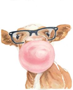 a drawing of a dog wearing glasses and holding a pink bubble in its mouth with the caption, i don't know