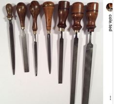 several different types of wood carving tools lined up